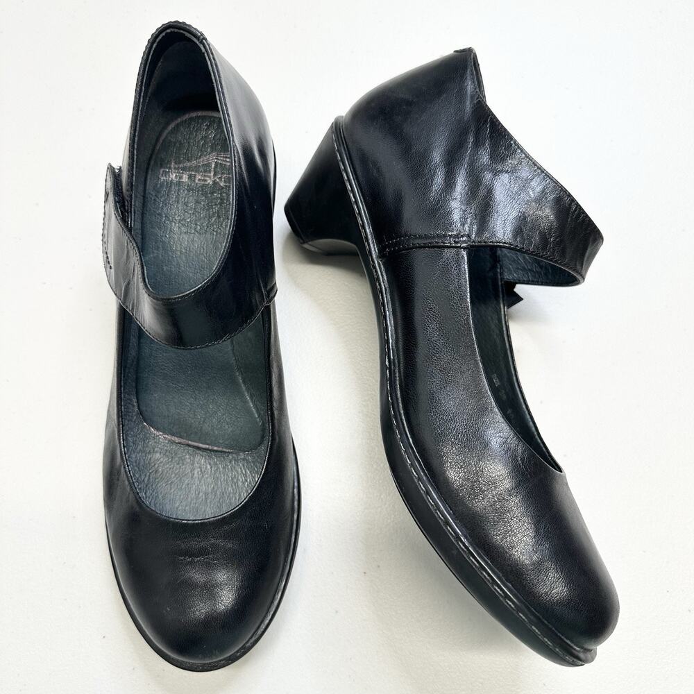 Dansko Bess Kidskin Mary Jane Pumps Womens Sz 7.5-8 EU38 Black Leather Shoes